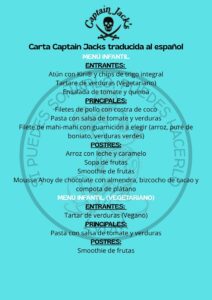 menu niño captain jacks piratas des caribe español